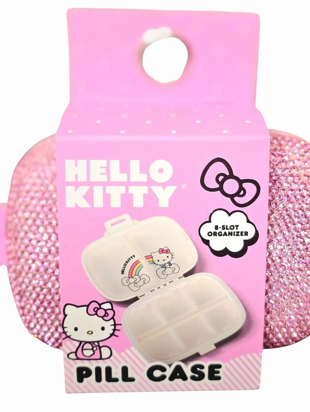 Hello Kitty Rhinestone Crystal 8-Slot Pill Organizer Case